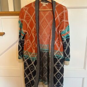 Flying Tomato size S orange southwest open front cardigan sweater knee length